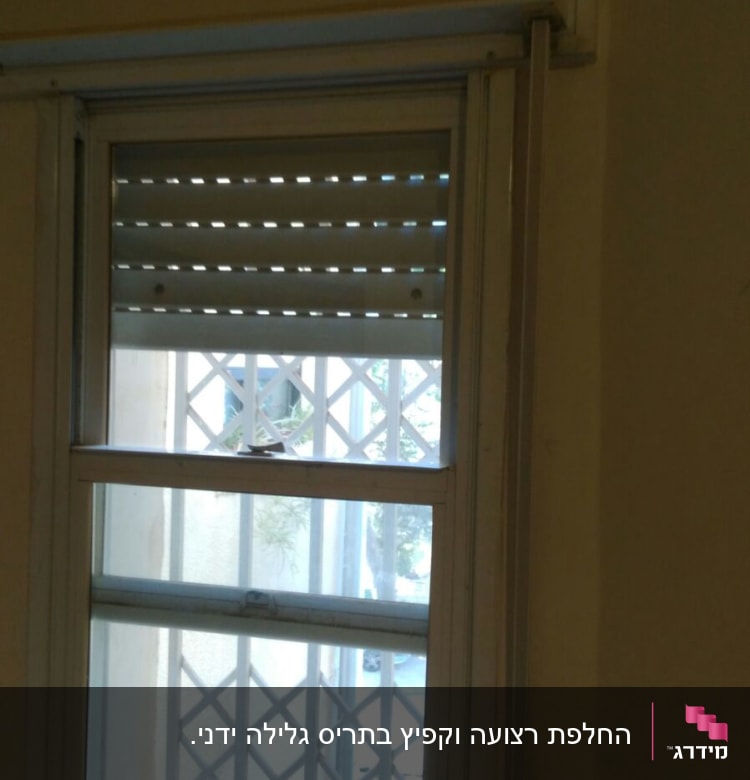 תריסים חצי פתוחים עם חריצים לאור